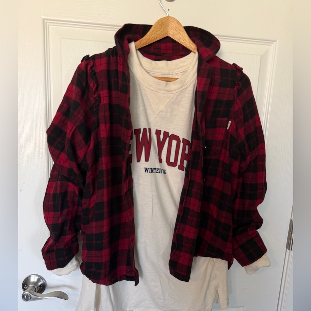 Aerie long sleeve with UpWest red plaid top